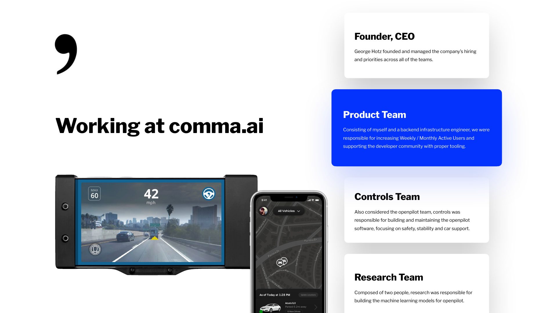 Slide 3: Working at comma.ai